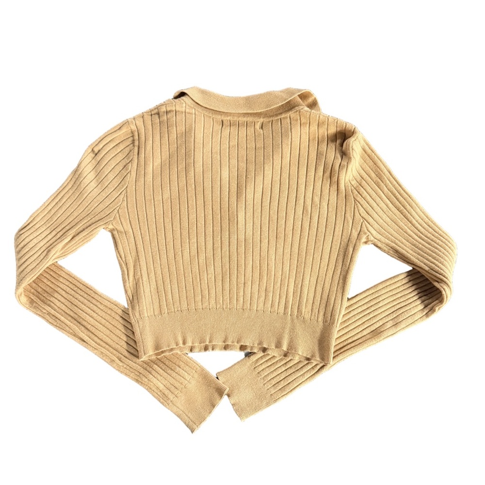 All The Ways Angela Crop Long-Sleeve Sweater Top in Tan Women’s Size Medium - Picture 4 of 6